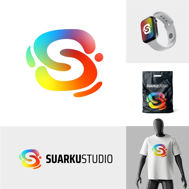 preview desain logo suarku studio di sigi, dalam tampilan variasi grid